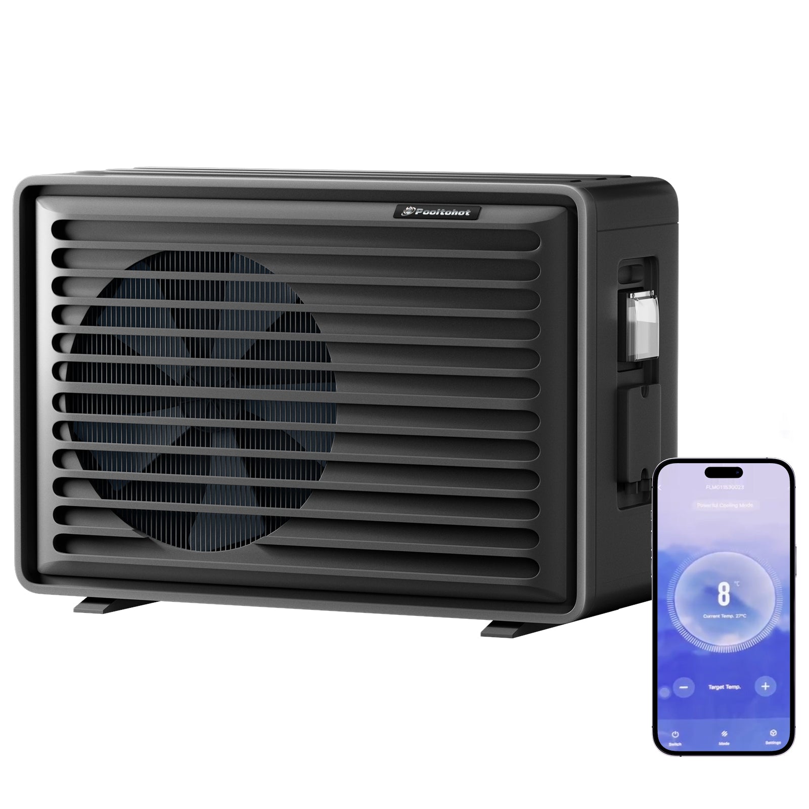 40,000 BTU Inverter Swimming Pool Heat Pump, 70% Energy Saving Electric Pool Heater for Above Ground & Inground Pools up to 10,000 Gallons, Smart WiFi Control, IPX4 Waterproof, 220V