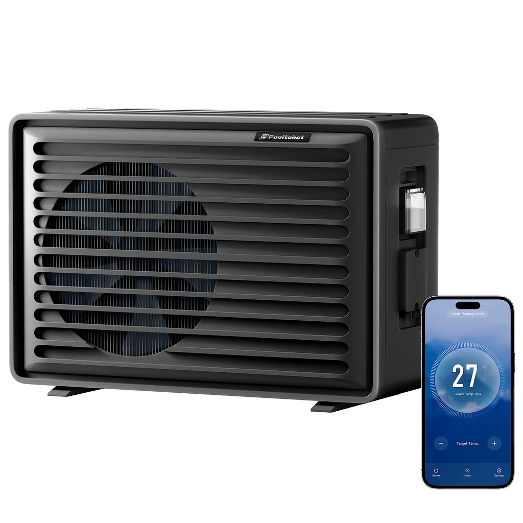 POOLTOHOT 58,000 BTU Inverter Swimming Pool Heat Pump, Electric Pool Heater for Above Ground & Inground Pools up to 18,000 Gallons, Smart WiFi Control, IPX4 Waterproof, 220V